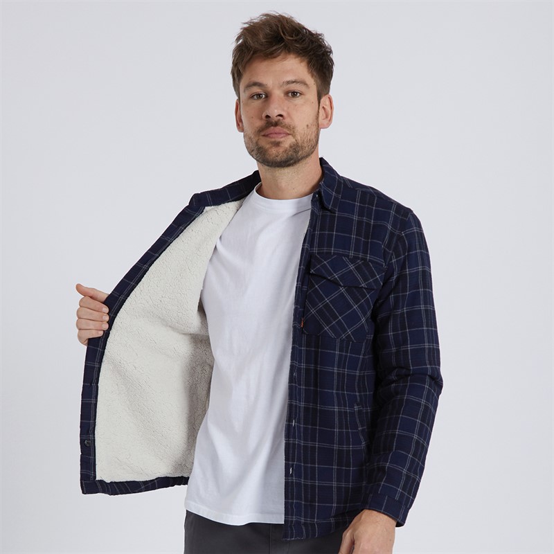 thumbnail image 2 of Tokyo Laundry Men's Sherpa Lined Flannel Lumberjack Check Shirt - Zip Front, Blue, Sizes S-XXL 2 of 2