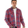 Tokyo Laundry Mens Kotka Sherpa Lined Cotton Flannel Checked Overshirt Red