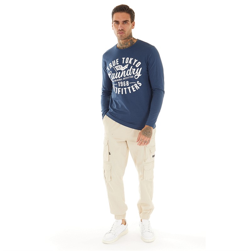 Tokyo Laundry Mens Revo Long Sleeve Top Blue