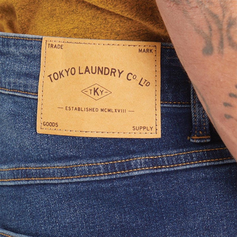 Tokyo Laundry Mens Cubells Denim Shorts Indigo Wash