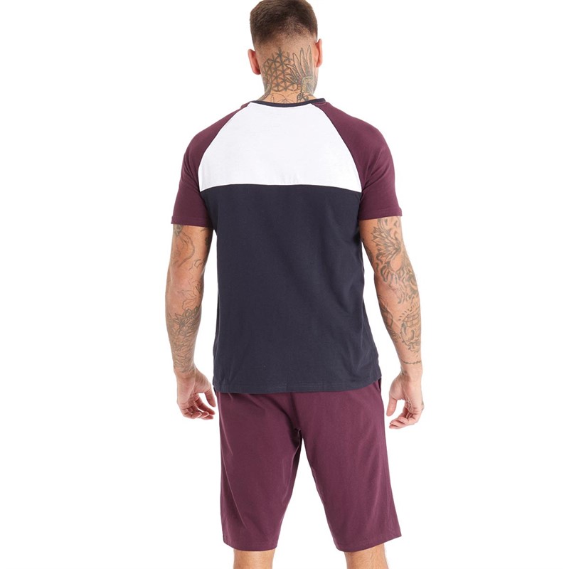 Tokyo Laundry Mens Gregge T-Shirt And Shorts Lounge Set Wine