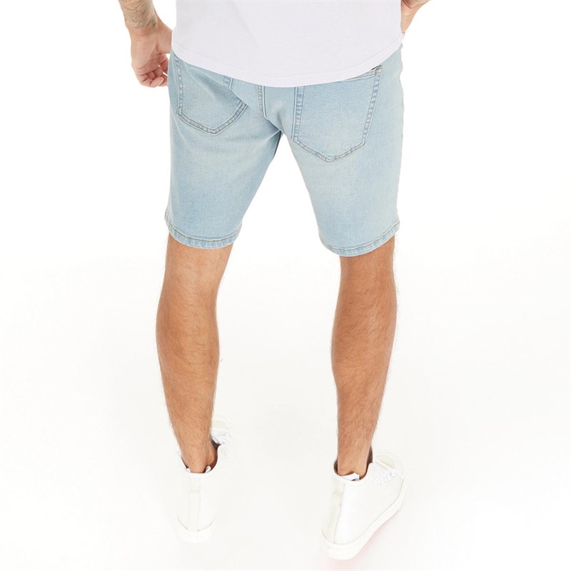 Tokyo Laundry Mens Josep Denim Shorts Light Blue Wash