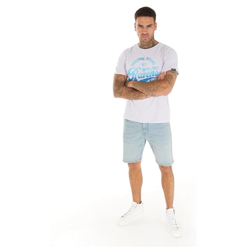 Tokyo Laundry Mens Josep Denim Shorts Light Blue Wash