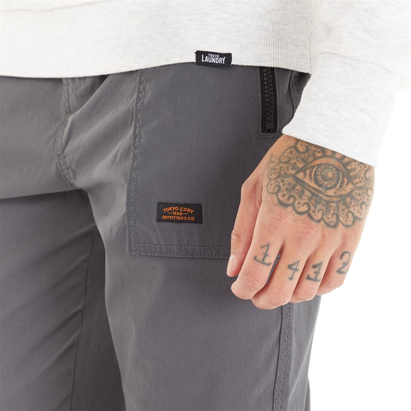 Tokyo Laundry Mens Kofi Cargo Pants Grey