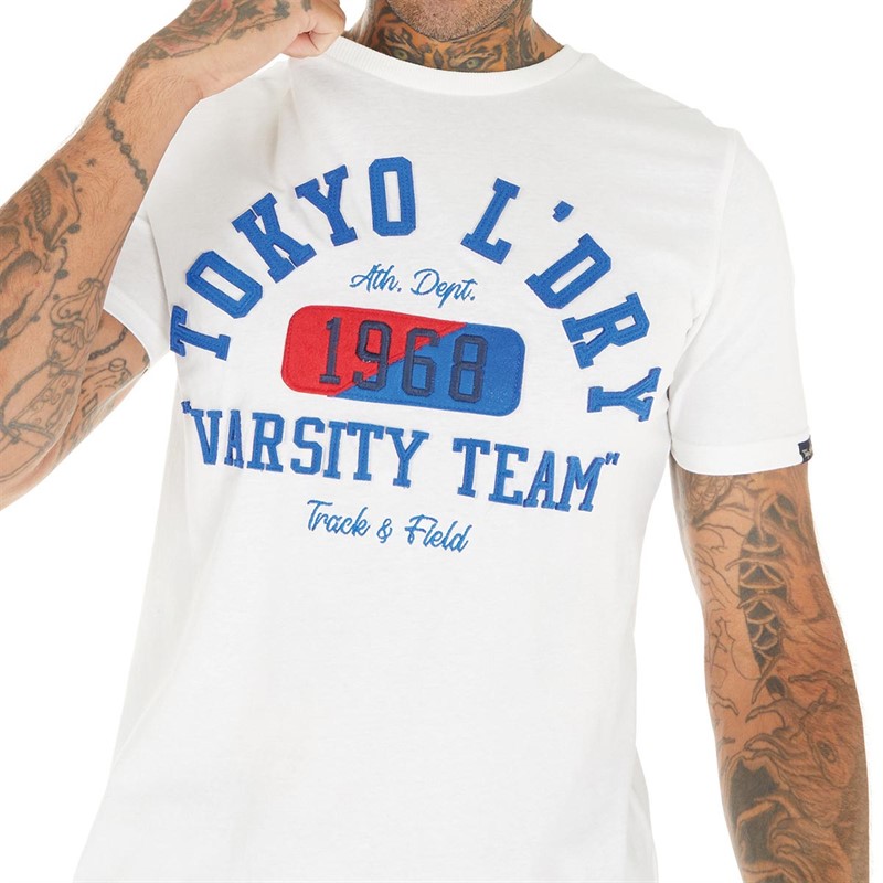 Tokyo Laundry Mens Varsity Teams T-Shirt Snow White