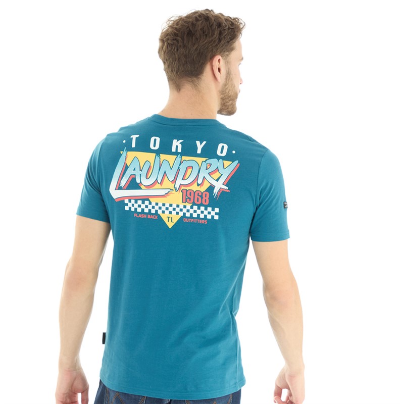 Tokyo Laundry Mens Yata T-Shirt Moroccan Blue