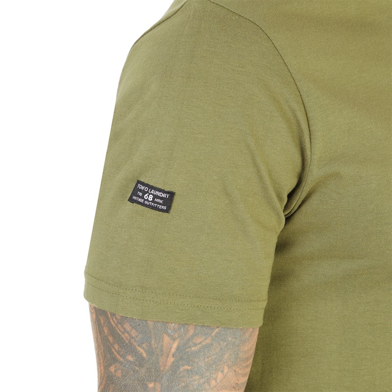 Tokyo Laundry Mens Checkmate T-Shirt Olive