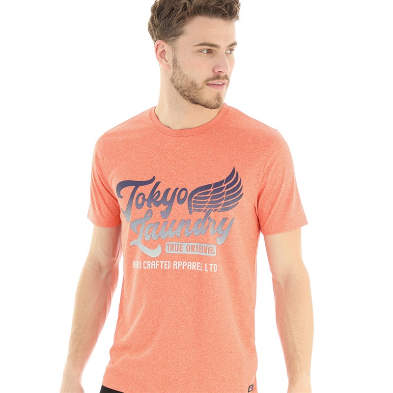 Tokyo Laundry Mens Winger T-Shirt Orange