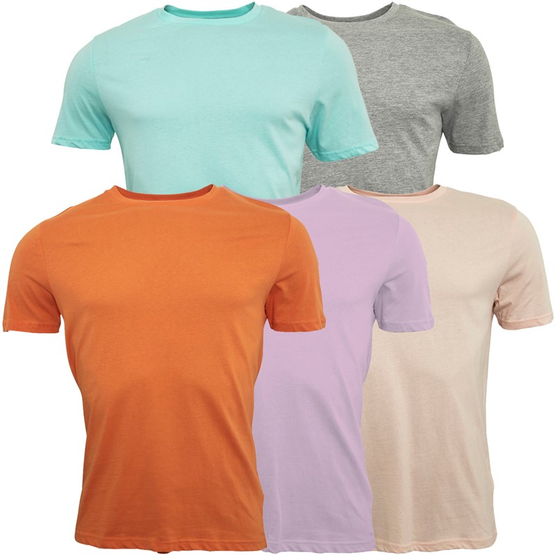 Tokyo Laundry Mens Spectre Five Pack T-Shirts Chalk Pink/Limpit Shell/Lilac Breeze/Orange/Light Grey Marl