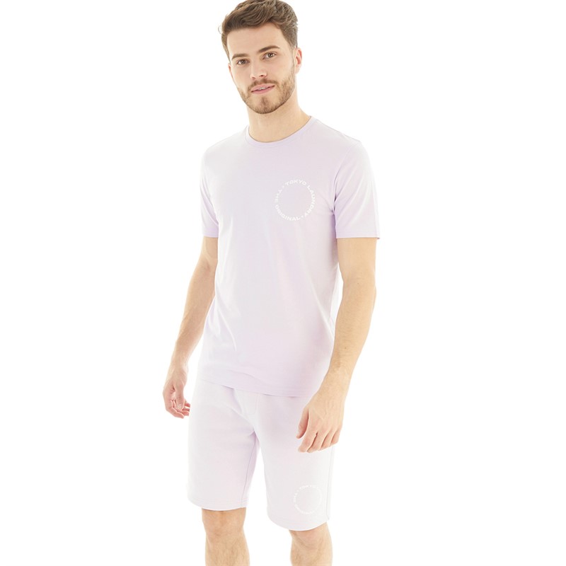 Tokyo Laundry Mens Kade T-Shirt And Shorts Co-Ord Lilac