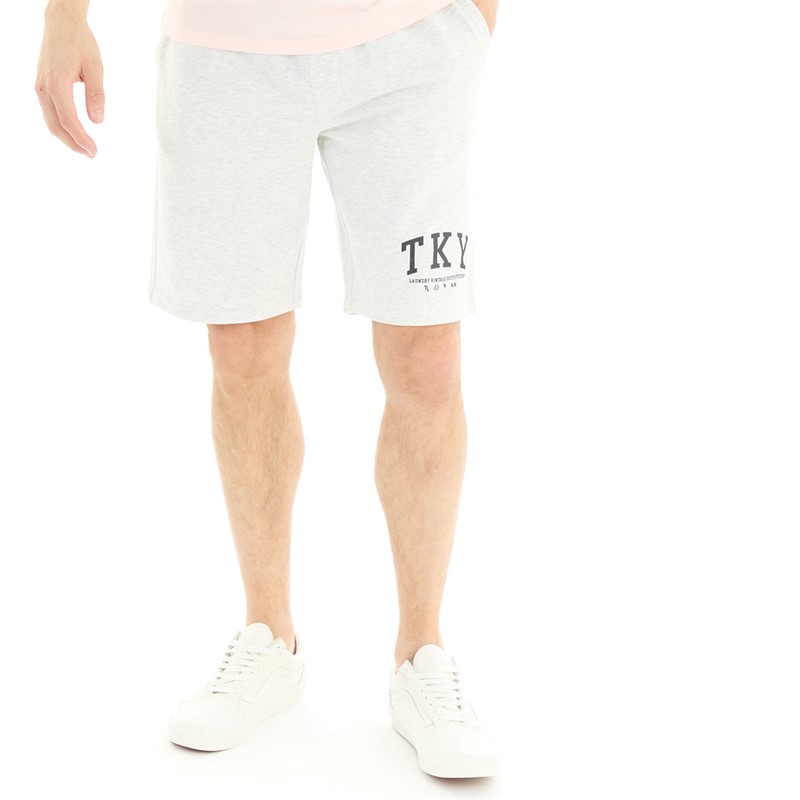 Tokyo Laundry Mens Refract Jersey Shorts Light Grey