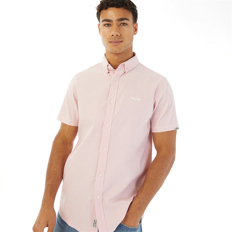 Tokyo Laundry Mens Tiberius Short Sleeve Shirt Pink