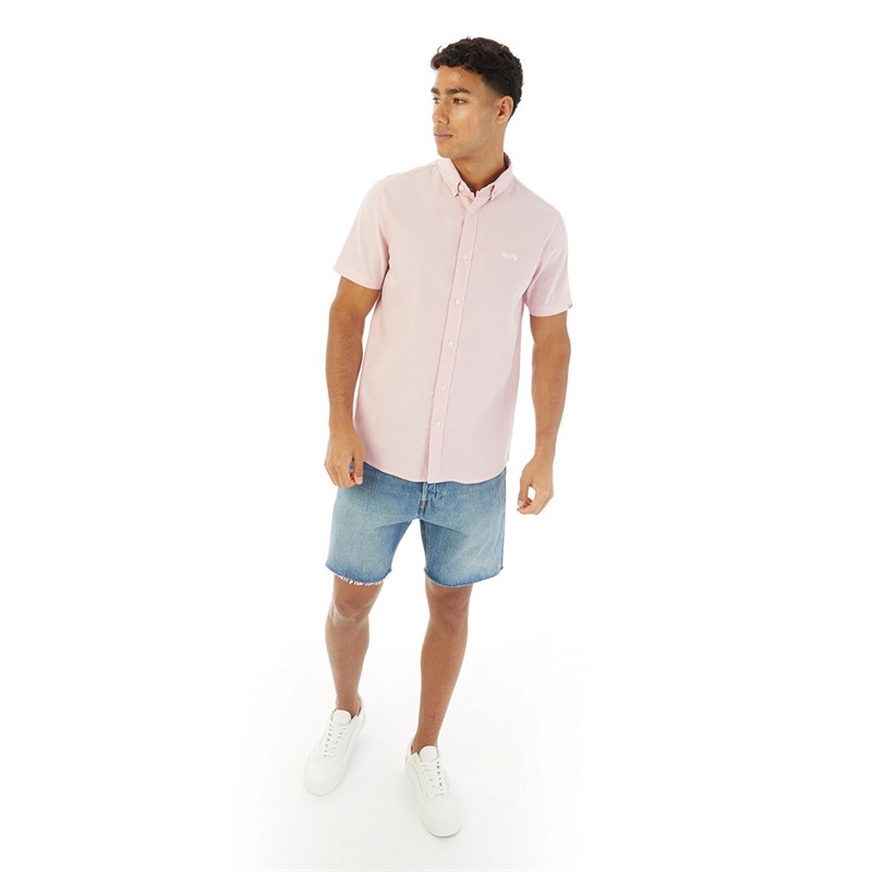 Tokyo Laundry Mens Tiberius Short Sleeve Shirt Pink