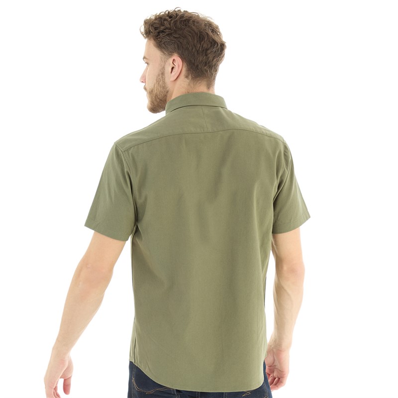 Tokyo Laundry Mens Elbury Short Sleeve Shirt Dusty Olive