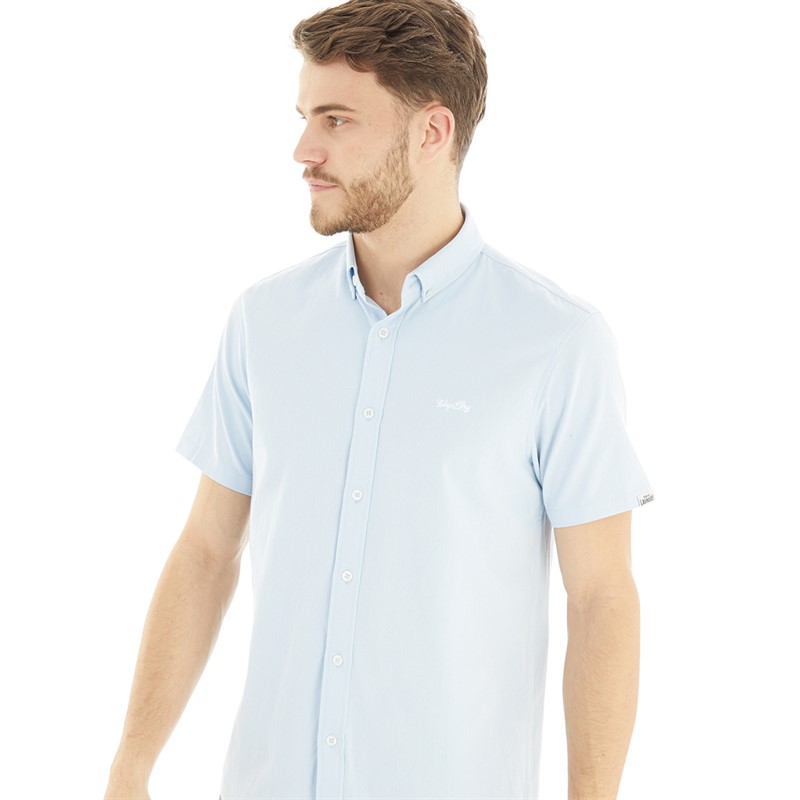 Tokyo Laundry Mens Elbury Short Sleeve Shirt Blue