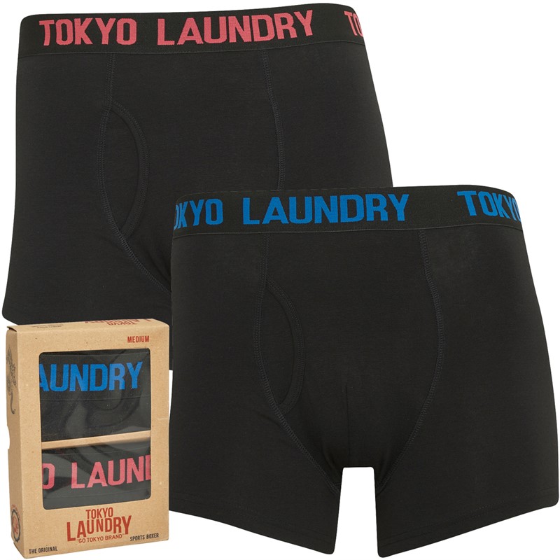 Tokyo Laundry Mens Walkers Two Pack Boxers Blue/Raspberry