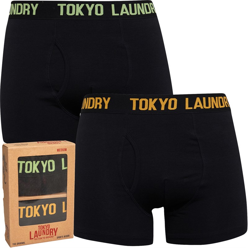 Tokyo Laundry Mens Walkers Two Pack Boxers Green/Orange