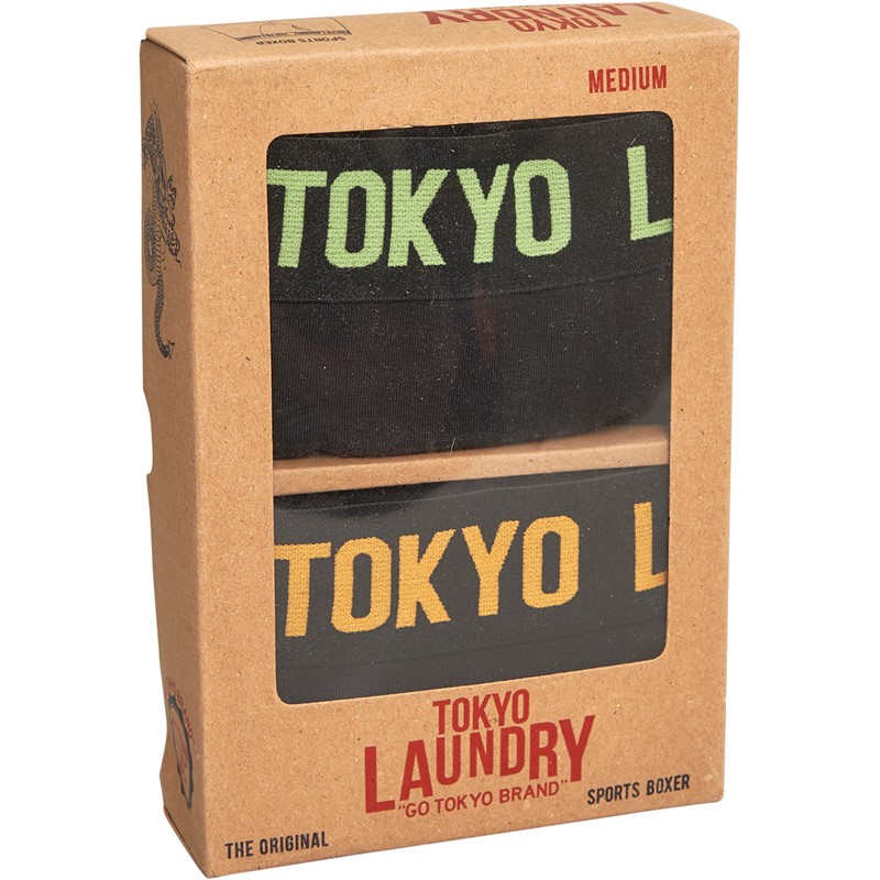 Tokyo Laundry Mens Walkers Two Pack Boxers Green/Orange