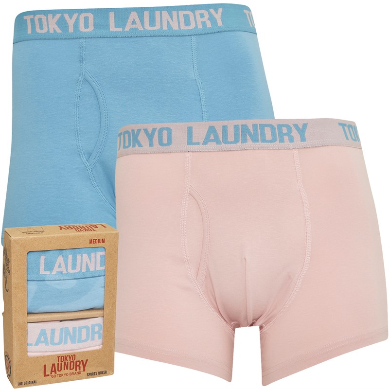 Tokyo Laundry Mens Hillside Two Pack Boxers Blue/Pink