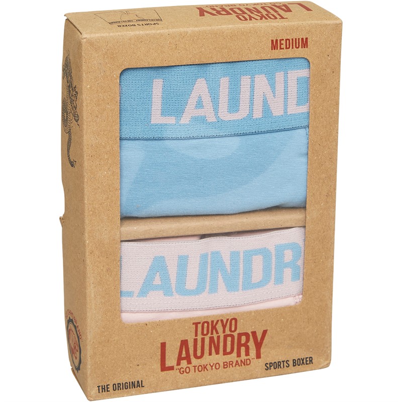 Tokyo Laundry Mens Hillside Two Pack Boxers Blue/Pink