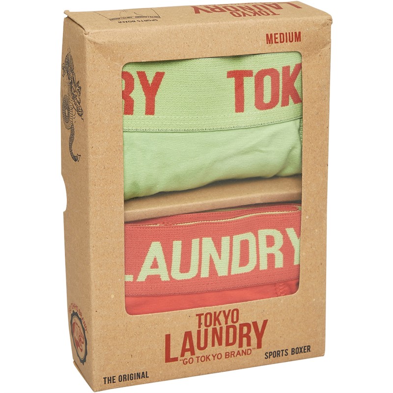 Tokyo Laundry Mens Hillside Two Pack Boxers Green/Red