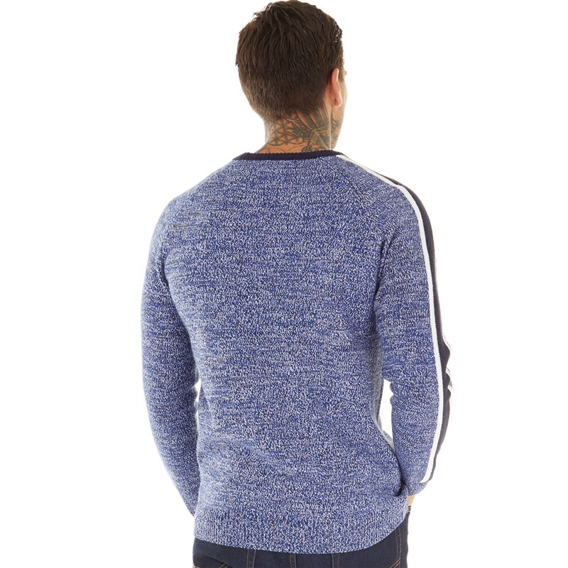 Tokyo Laundry Mens Flannery Knitted Crew Neck Jumper Marine