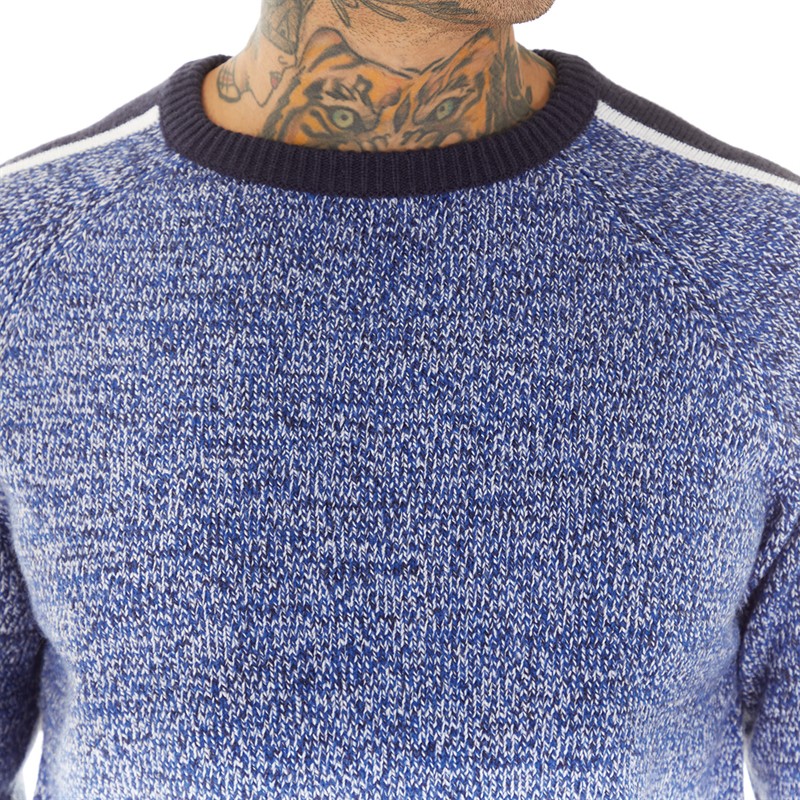 Tokyo Laundry Mens Flannery Knitted Crew Neck Jumper Marine