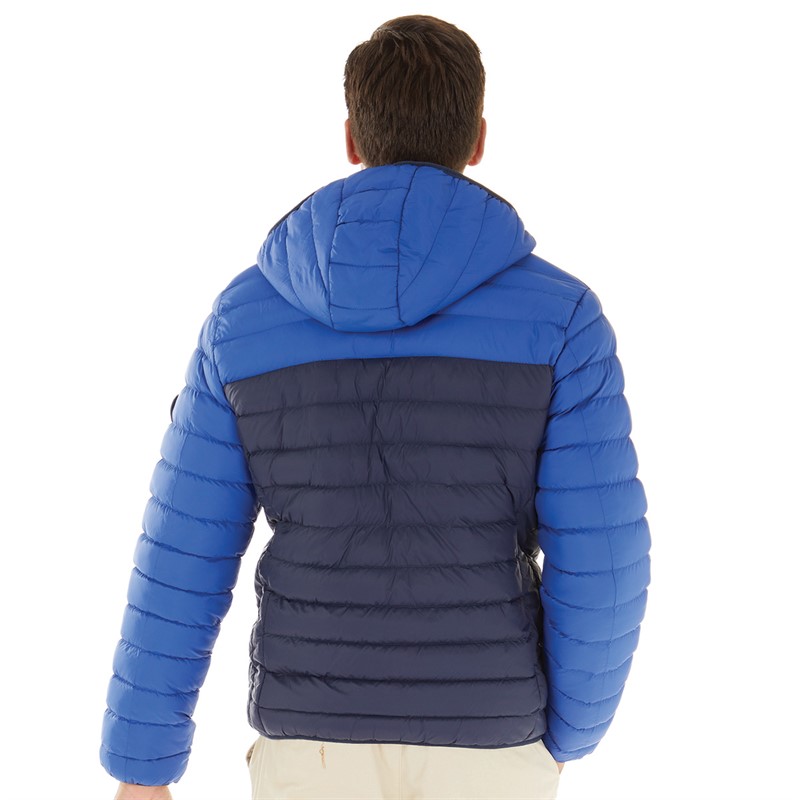 Tokyo Laundry Mens Virgo Colour Block Quilted Puffer Jacket Blue