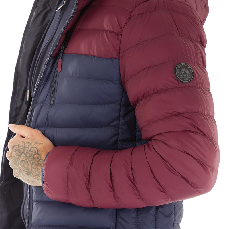 Tokyo Laundry Mens Virgo Colour Block Quilted Puffer Jacket Port