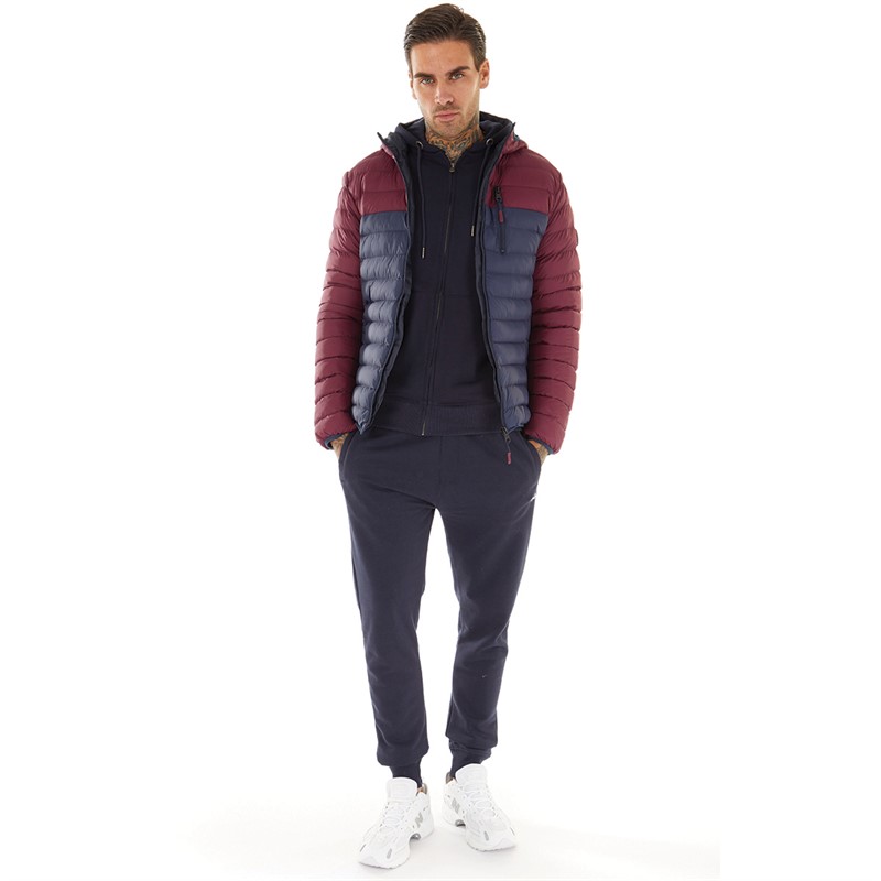 Tokyo Laundry Mens Virgo Colour Block Quilted Puffer Jacket Port