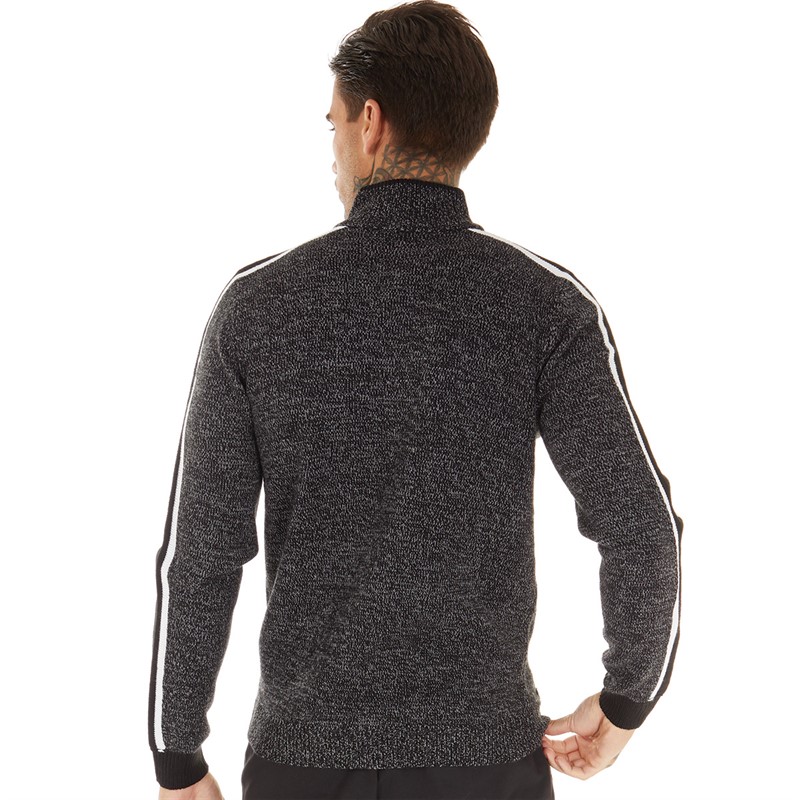 Tokyo Laundry Mens Tindle Quarter Zip Funnel Neck Knitted Jumper Black