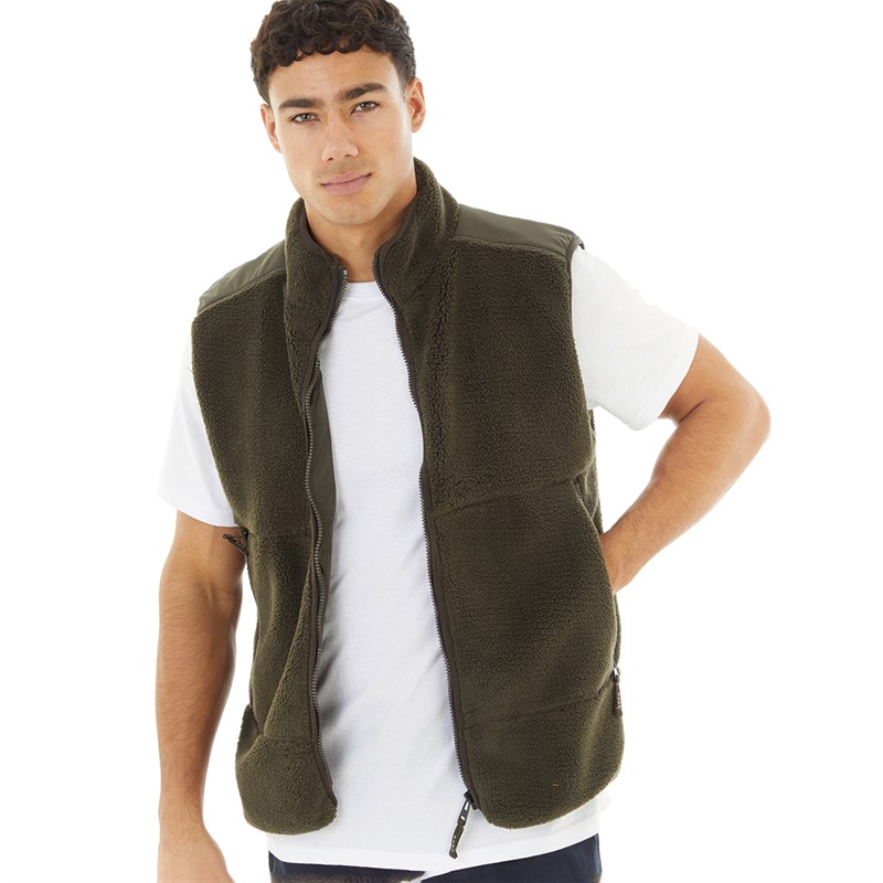 Tokyo Laundry Mens Calixto Borg Lined Gilet Khaki