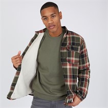 Tokyo Laundry Mens Aksla Sherpa Lined Checked Shirt Khaki