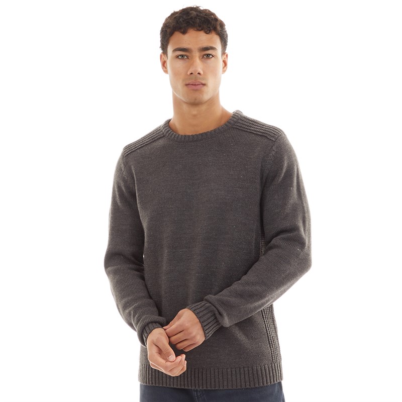 Tokyo Laundry Mens Dustin Crew Neck Jumper Dark Grey Marl