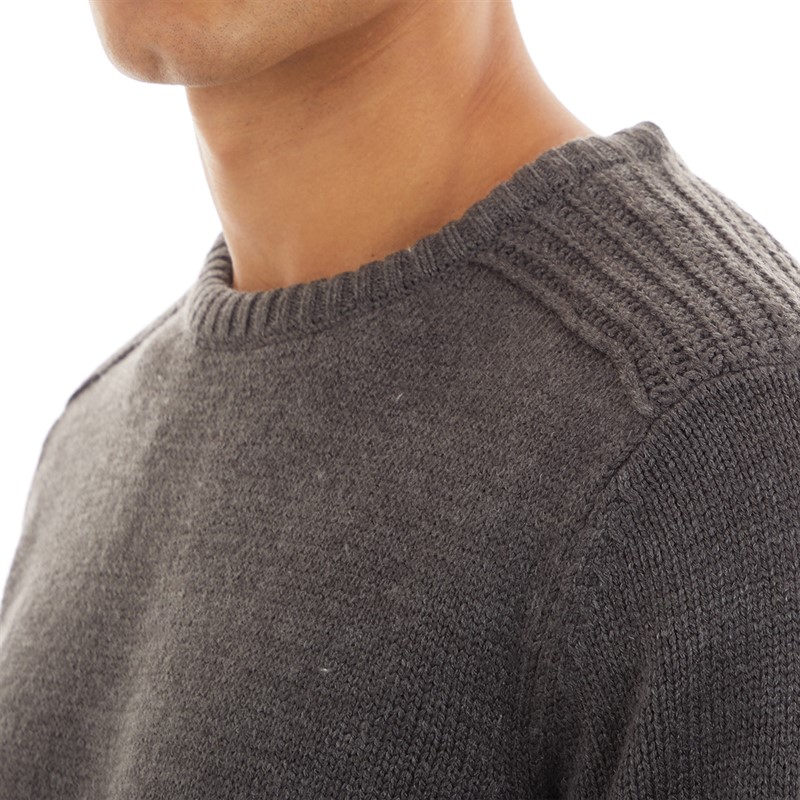 Tokyo Laundry Mens Dustin Crew Neck Jumper Dark Grey Marl