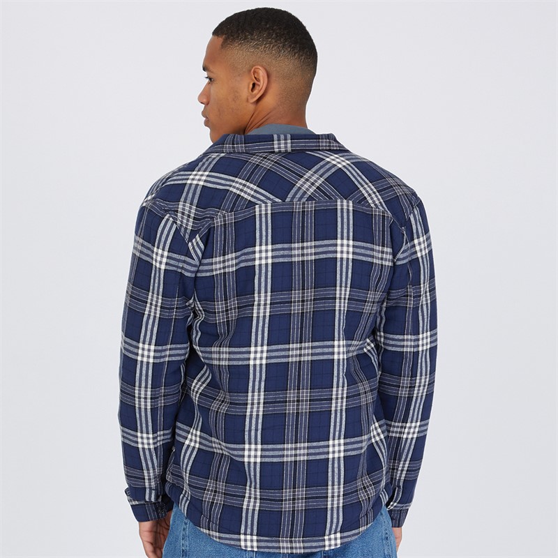 Tokyo Laundry Mens San Juan Sherpa Lined Checked Shirt Navy