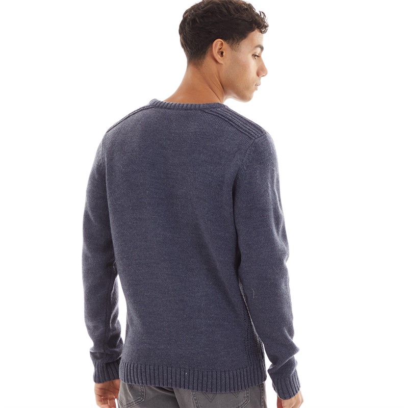 Tokyo Laundry Mens Dustin Crew Neck Jumper Denim Marl