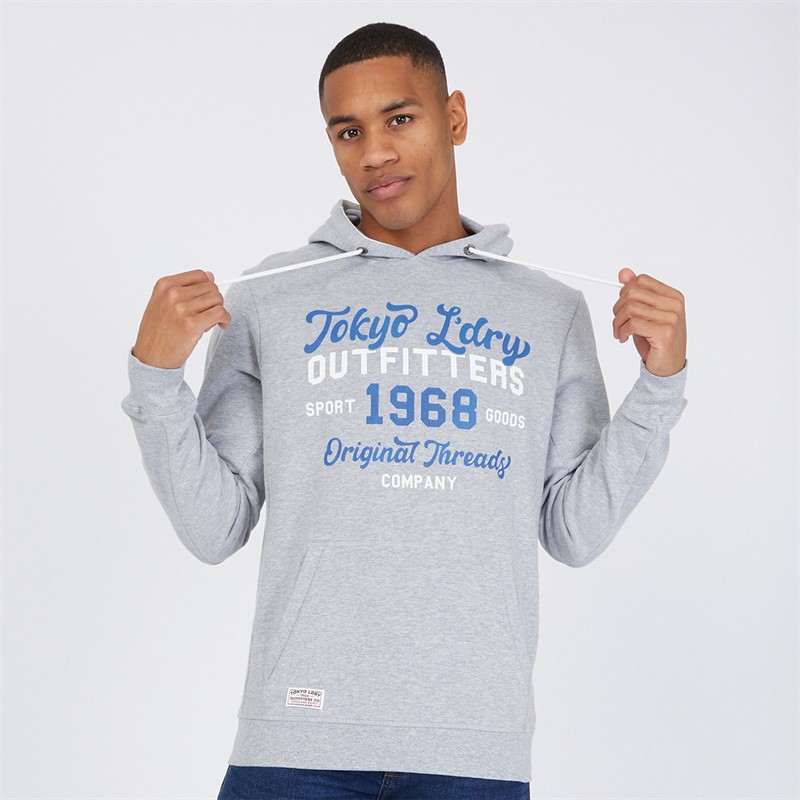 Tokyo Laundry Mens Abatt Hoodie Light Grey Marl