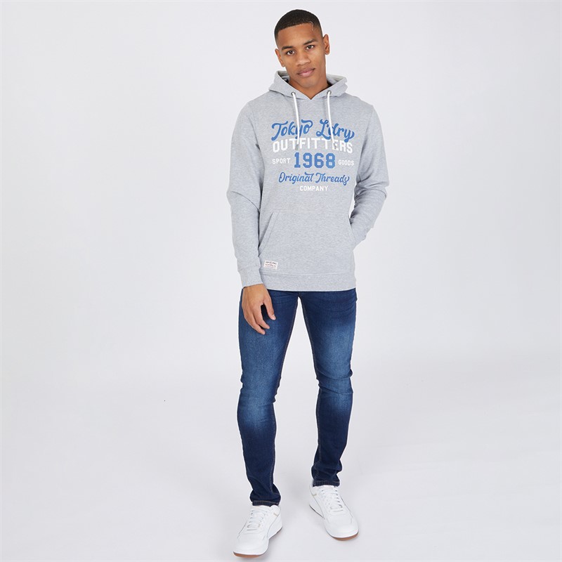 Tokyo Laundry Mens Abatt Hoodie Light Grey Marl