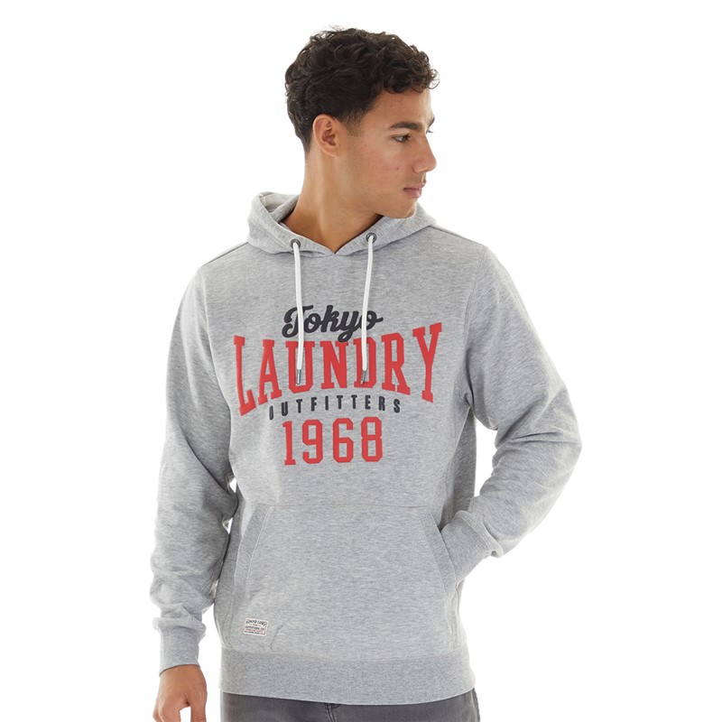 Tokyo Laundry Mens Search Hoodie Light Grey Marl