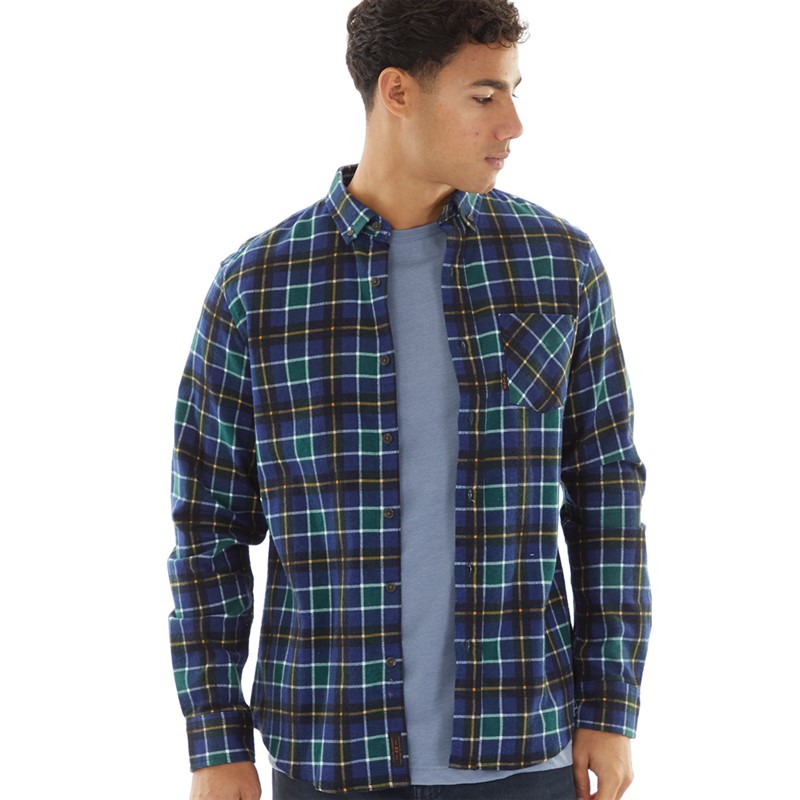 Tokyo Laundry Mens Oscarville Long Sleeve Shirt Green Check