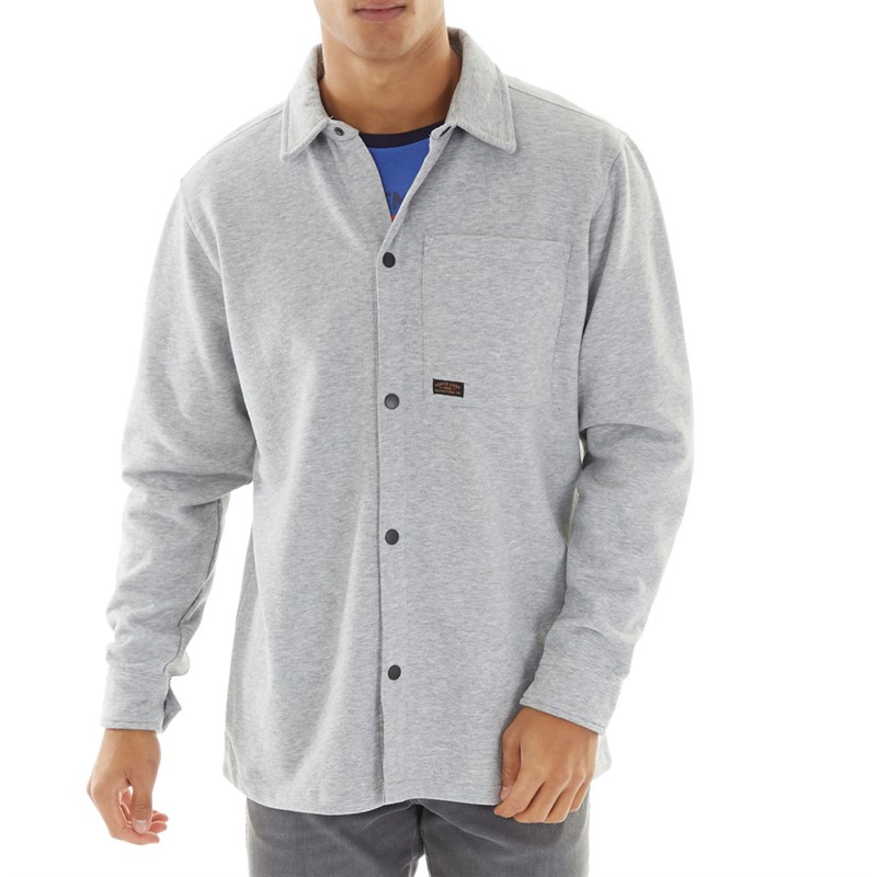 Tokyo Laundry Mens Commander Shacket Light Grey Marl