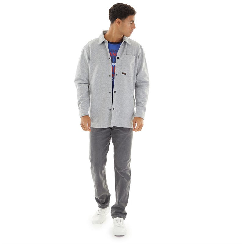 Tokyo Laundry Mens Commander Shacket Light Grey Marl