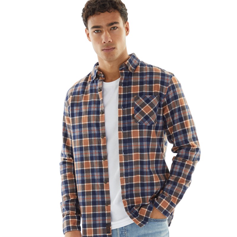 Tokyo Laundry Mens Oscarville Long Sleeve Shirt Blue Check