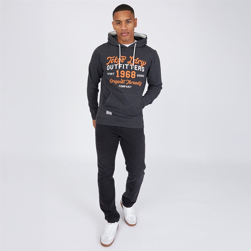 Tokyo Laundry Mens Abatt Hoodie Black Marl