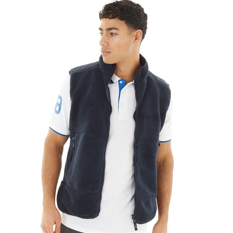 Tokyo Laundry Mens Calixto Borg Lined Gilet Navy