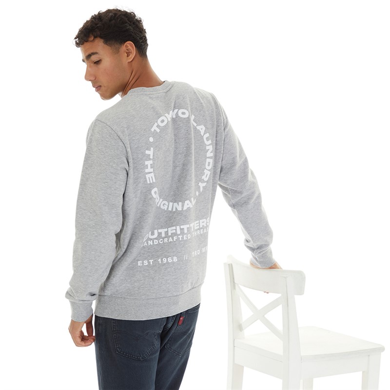 Tokyo Laundry Mens Dylon Sweatshirt Light Grey Marl