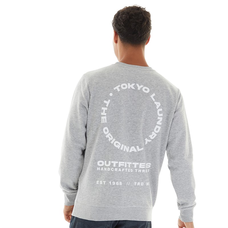 Tokyo Laundry Mens Dylon Sweatshirt Light Grey Marl