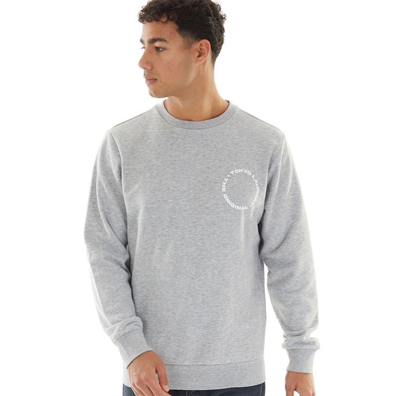 Tokyo Laundry Mens Dylon Sweatshirt Light Grey Marl