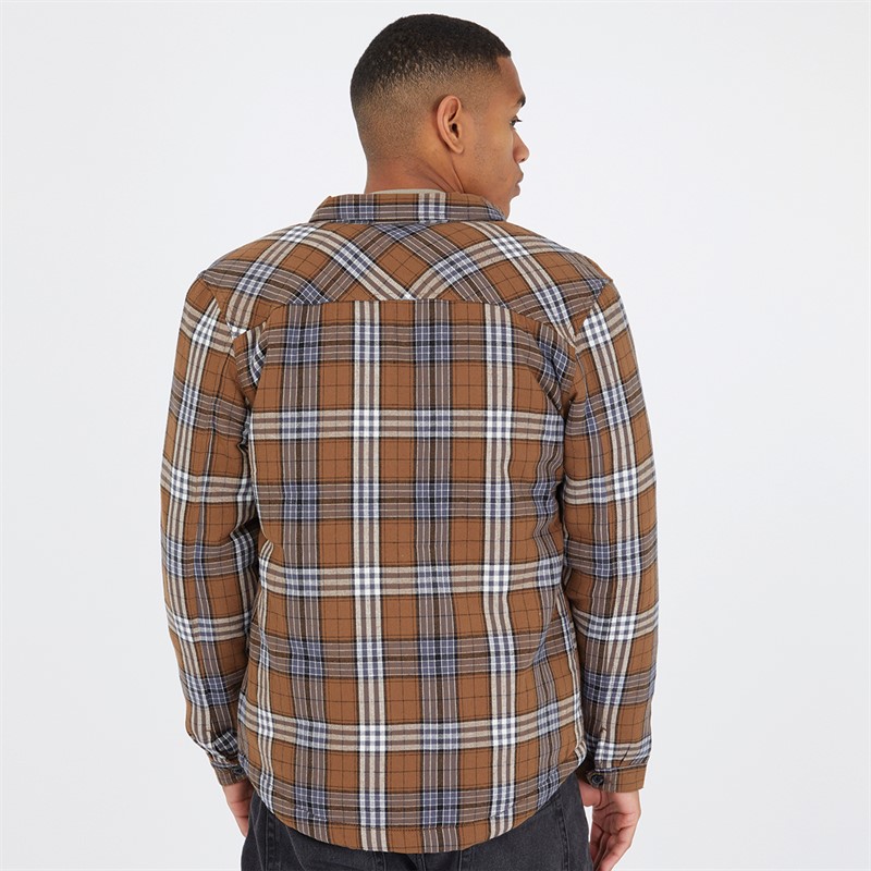 Tokyo Laundry Mens San Juan Sherpa Lined Checked Shirt Coffee